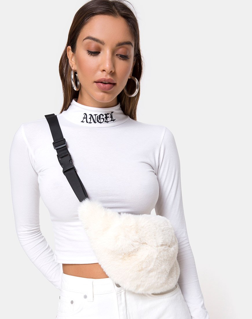 Image of Lara Crop in White with Angel Embro