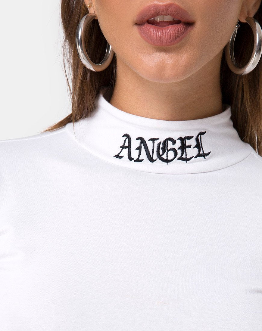 Jupe-culotte Lara en blanc avec broderie ange