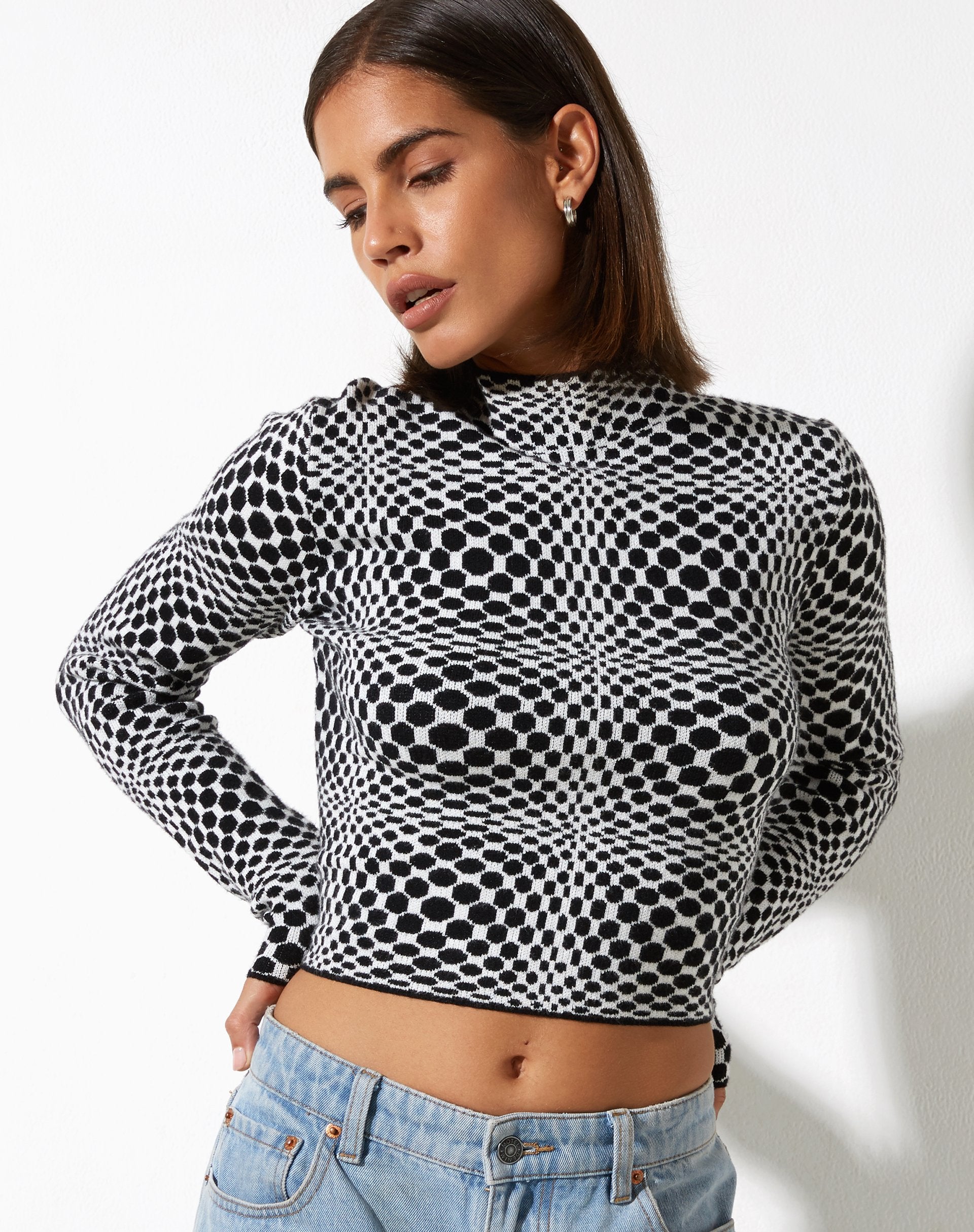 Image de Laria Top in Optic Monochrome Square Black and White