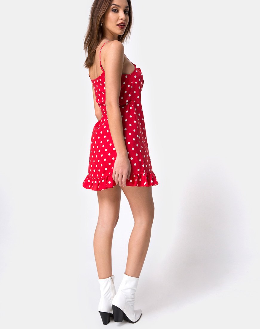 Image de la robe Lasky en polka moyen rouge et blanc
