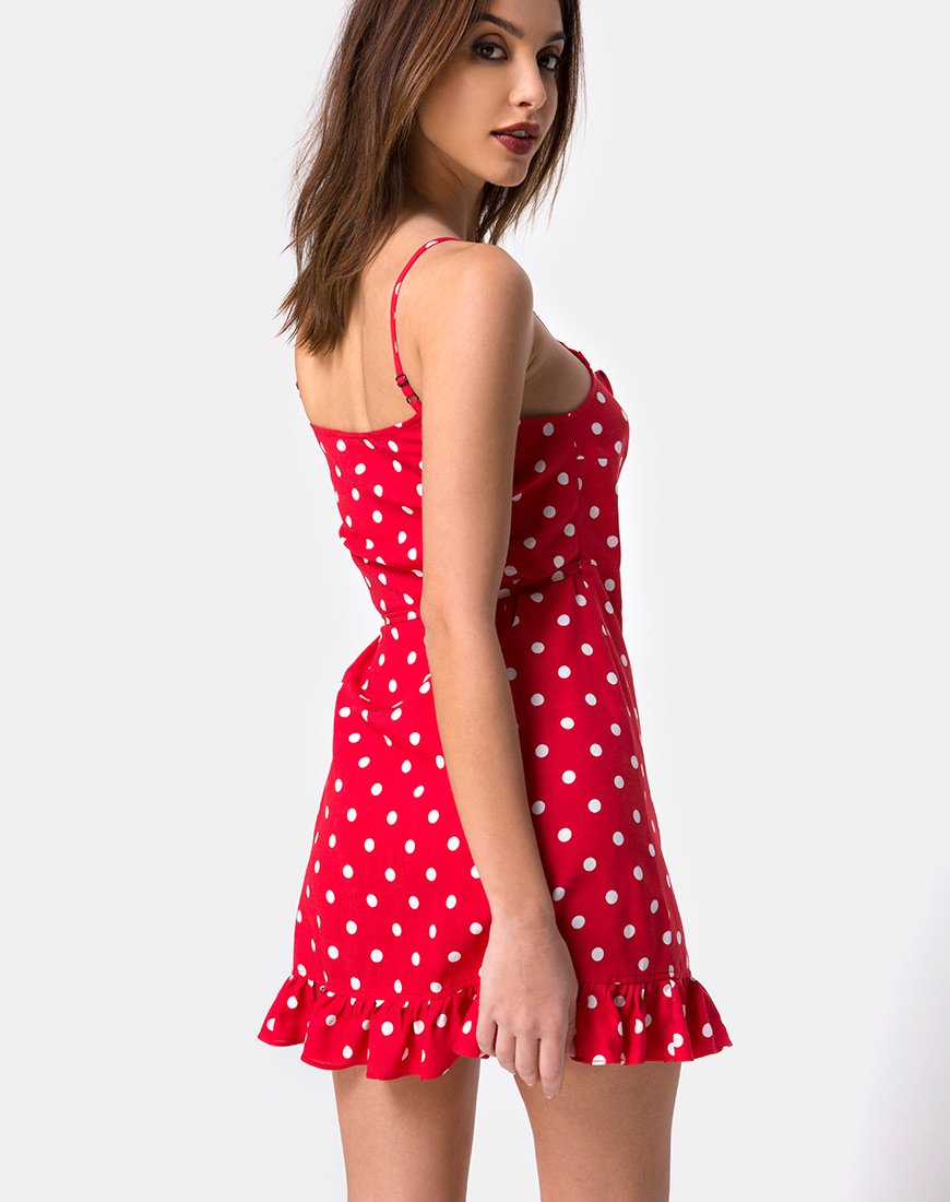 Image de la robe Lasky en polka moyen rouge et blanc