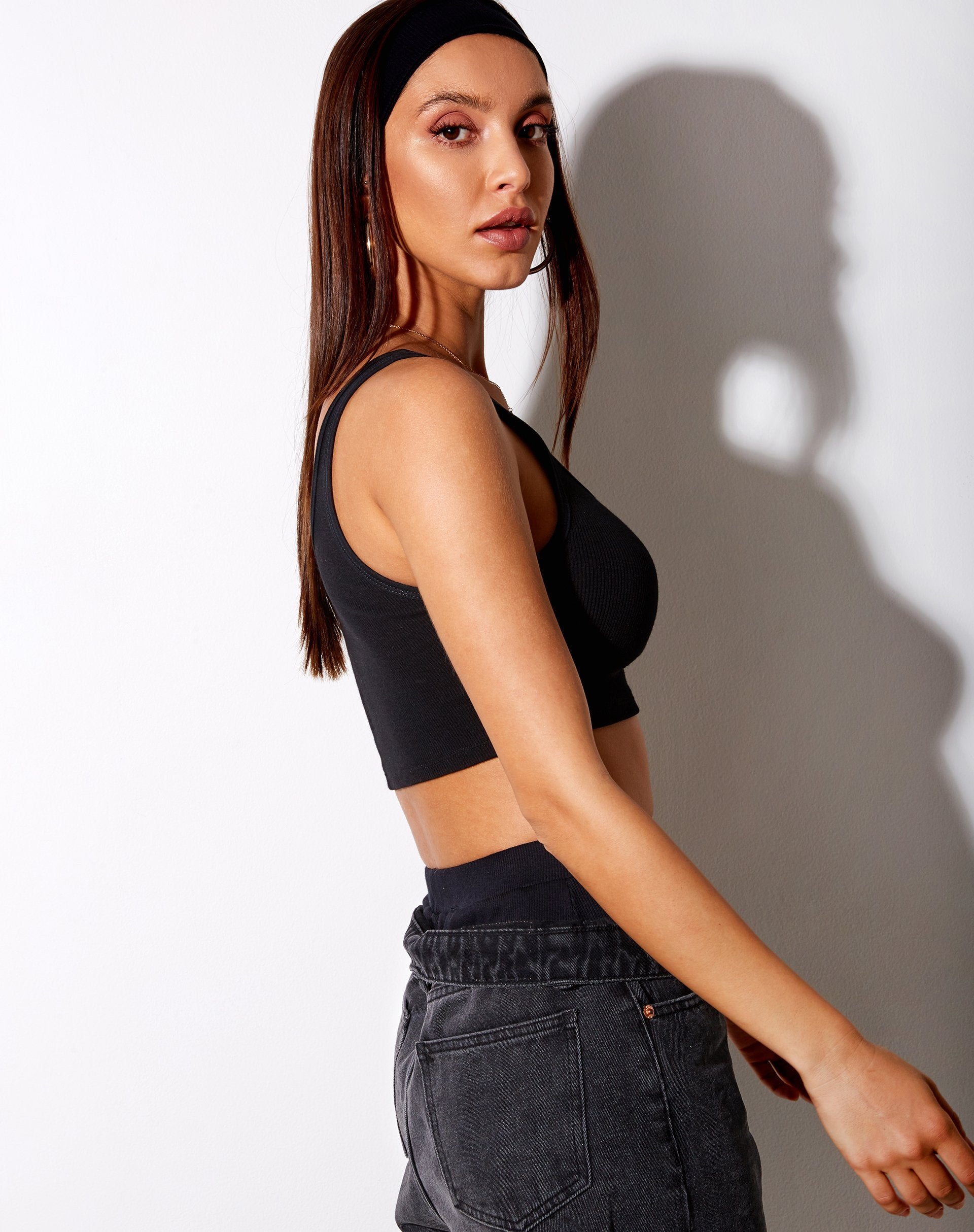 Image de Lathi Crop Top in Rib Black Lover Embro