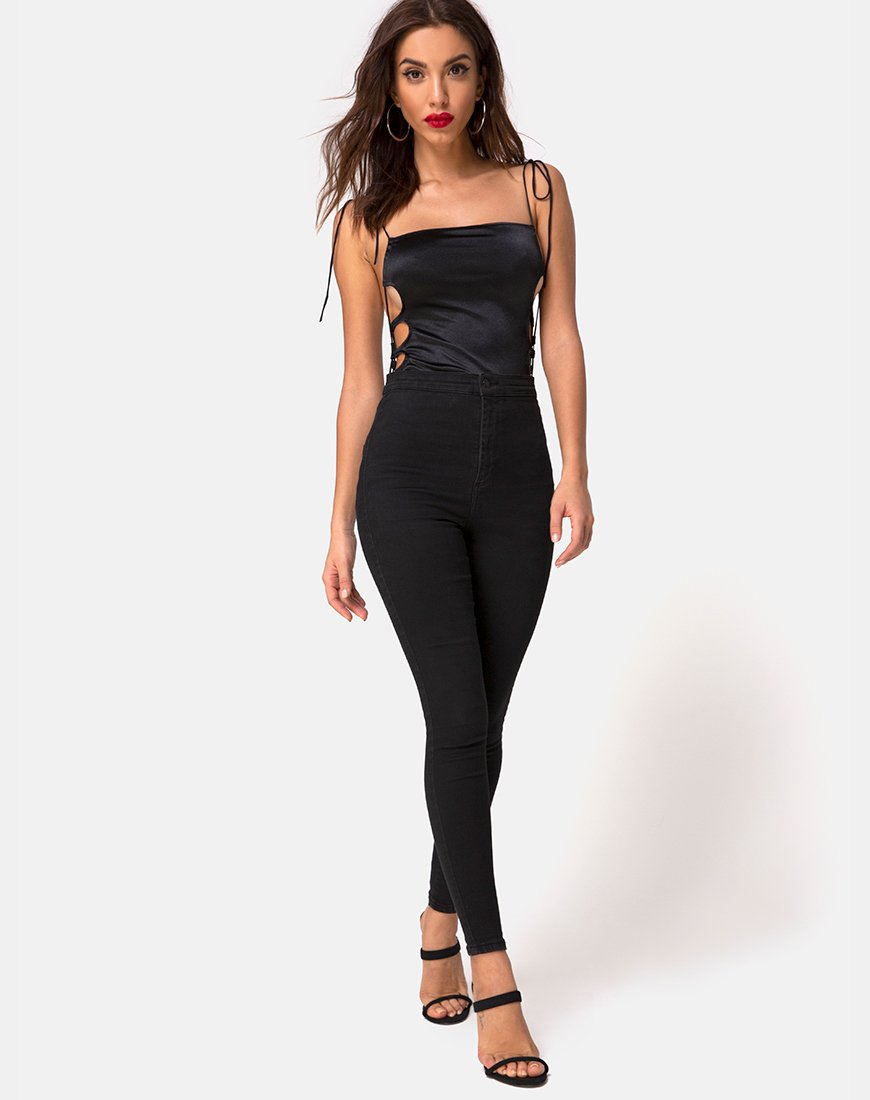 Image de Lati Corsage lacé en satin noir