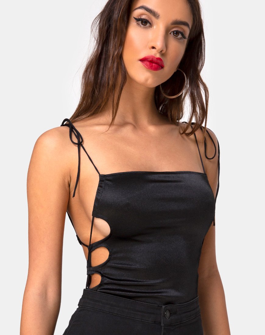 Image de Lati Corsage lacé en satin noir