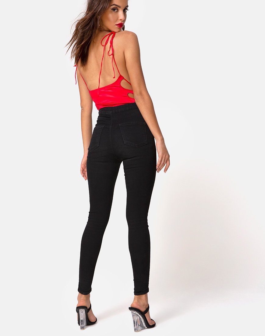 Image de Lati Corsage lacé en satin rouge