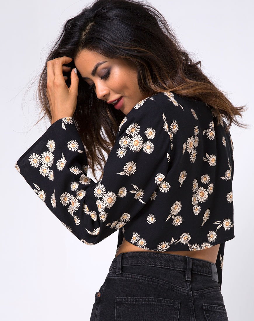 Image de Laya Wrap Top in Grunge Daisy Floral