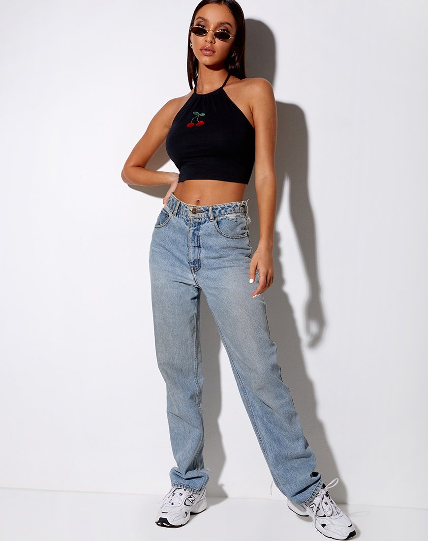 Image de Lean Crop Top in Black Cherry Embro