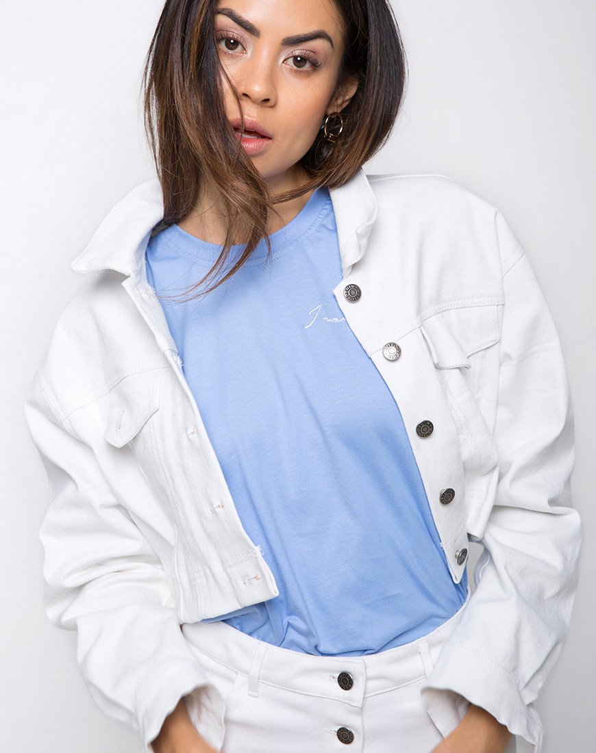 Image de la mini-jupe Leisk en denim blanc