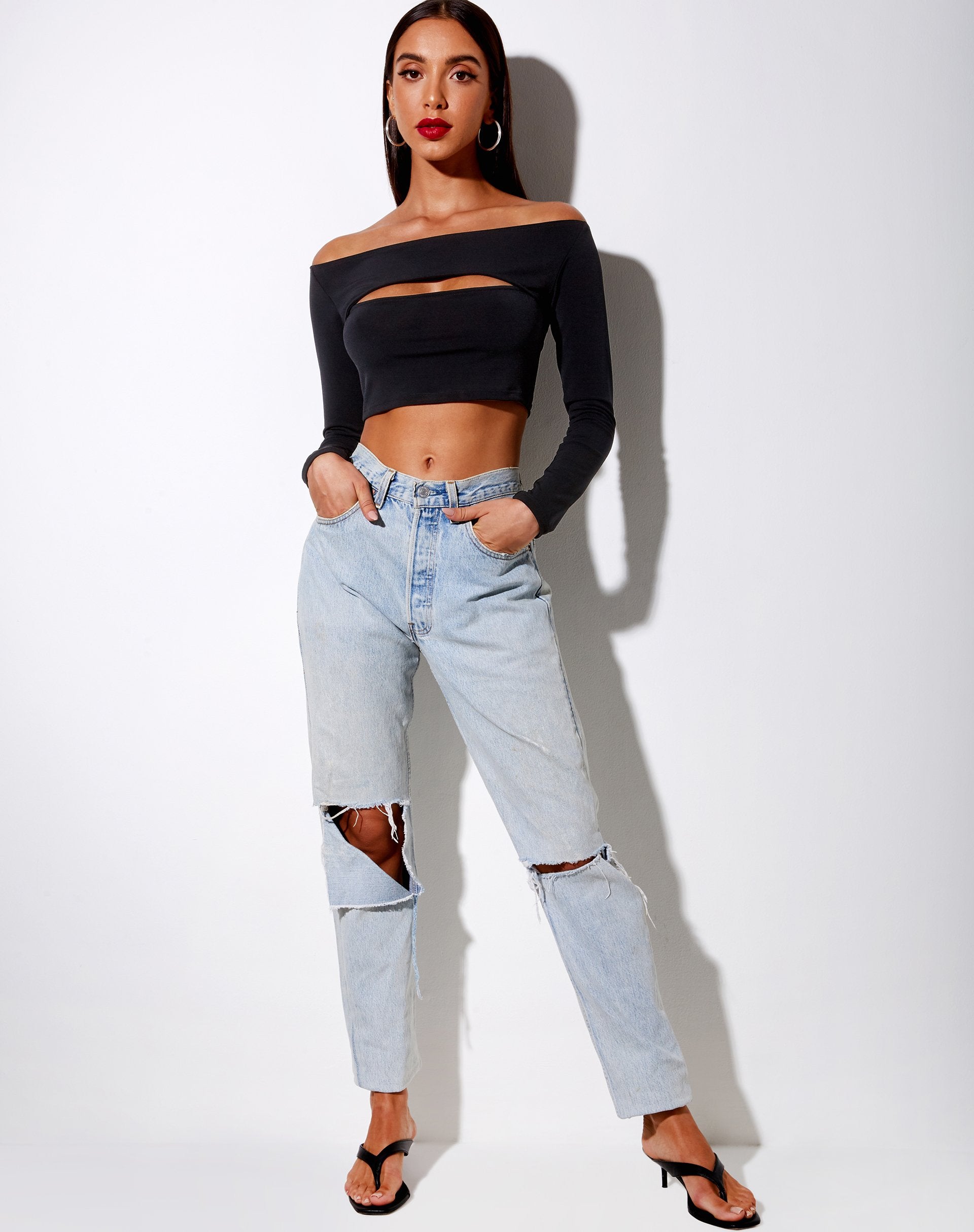 Image de Leja Crop Top in Polycrepe Black