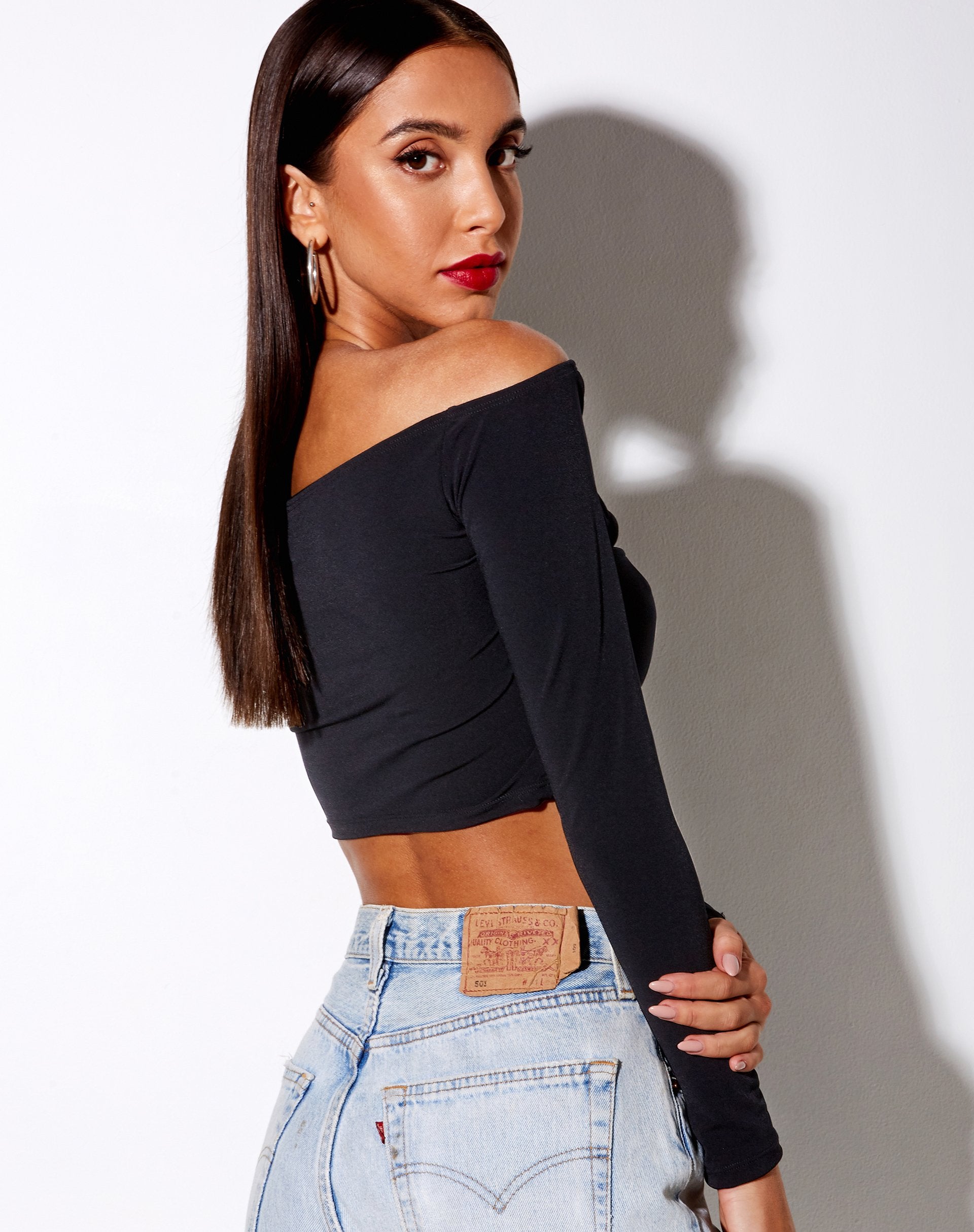 Image de Leja Crop Top in Polycrepe Black