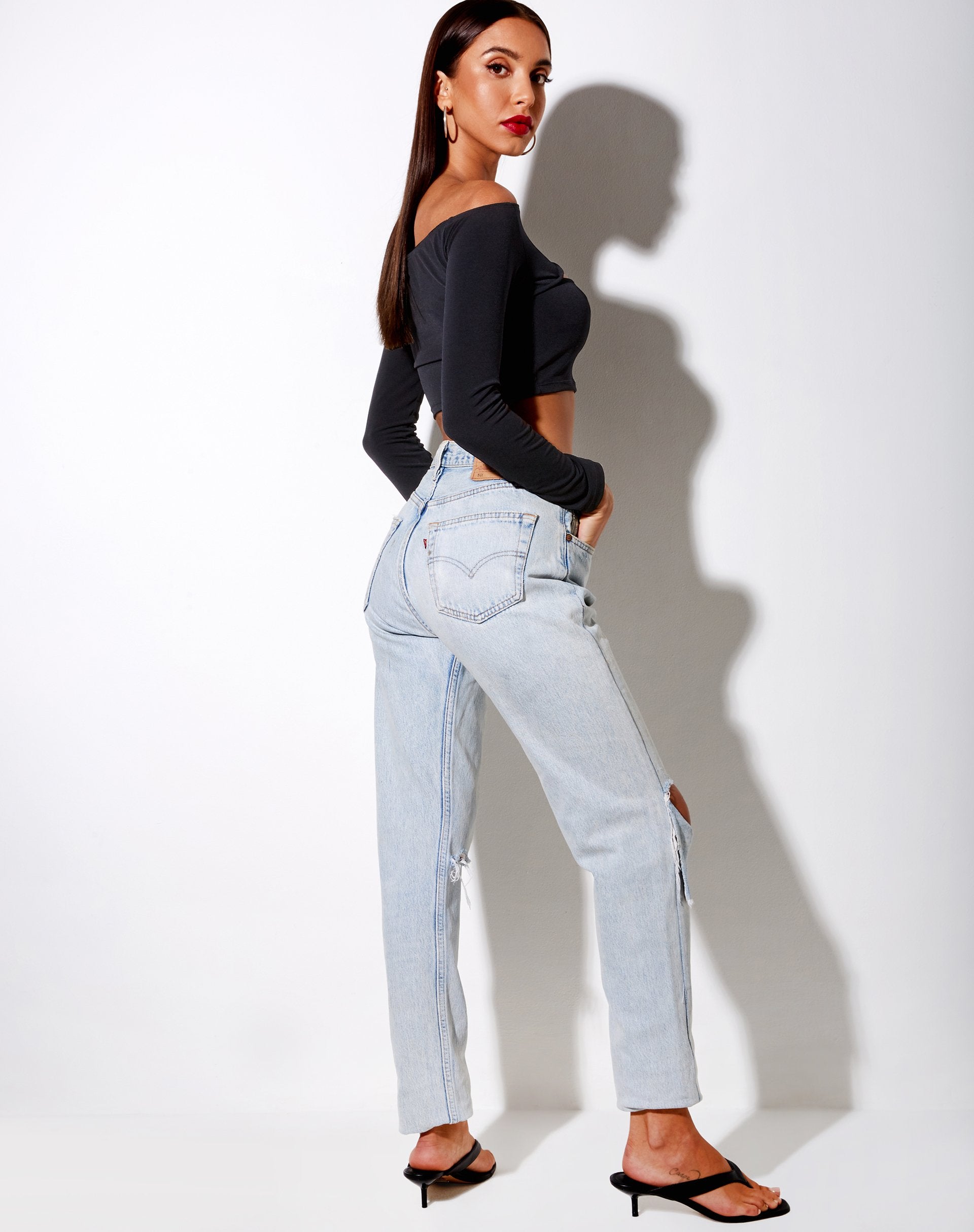 Image de Leja Crop Top in Polycrepe Black