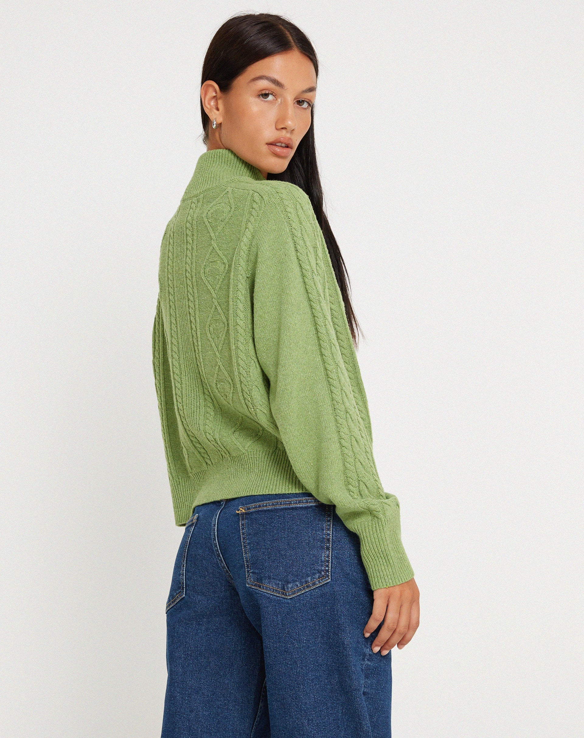 Image de Lemila Veste zippée en tricot vert mousse
