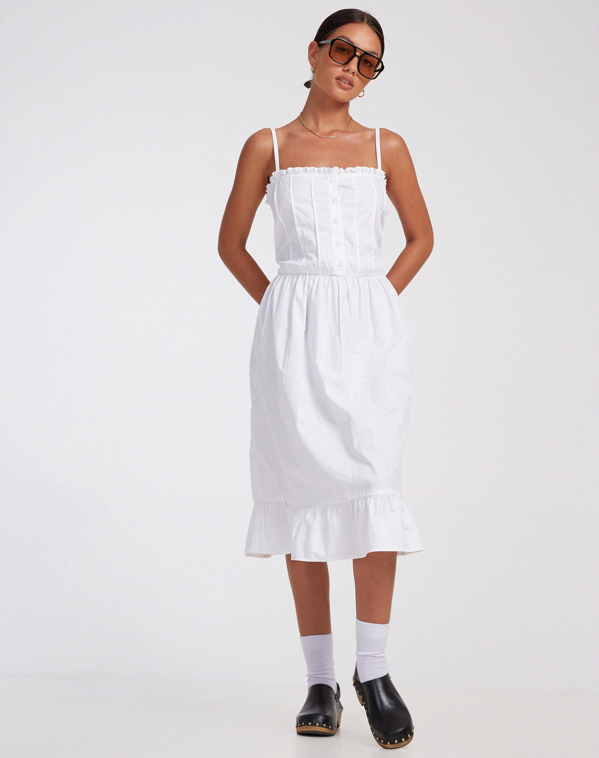 image de Lennox Midi Dress in Poplin White