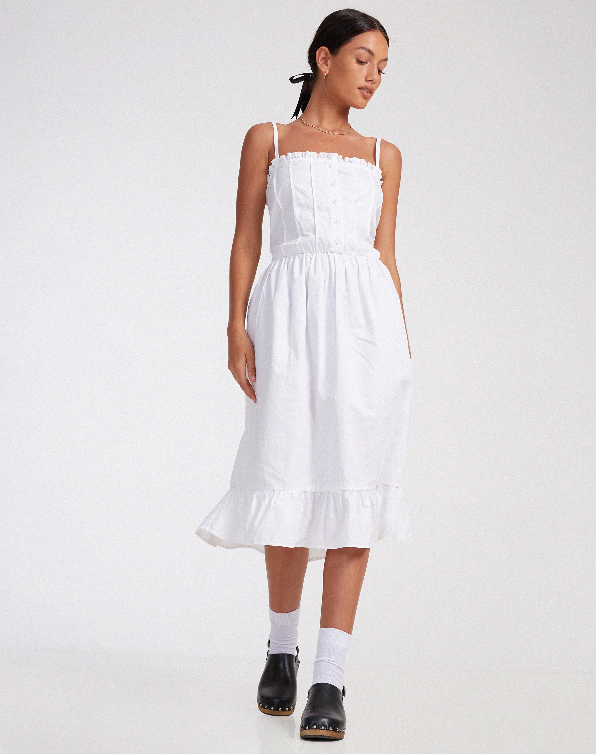 image de Lennox Midi Dress in Poplin White