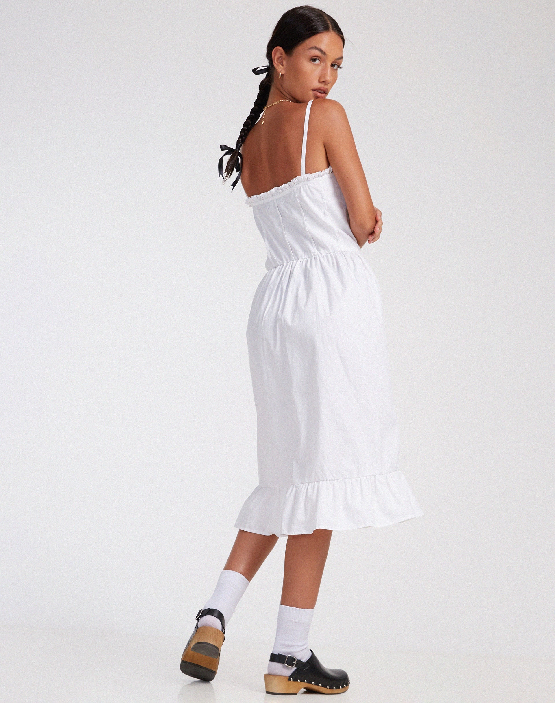 image de Lennox Midi Dress in Poplin White