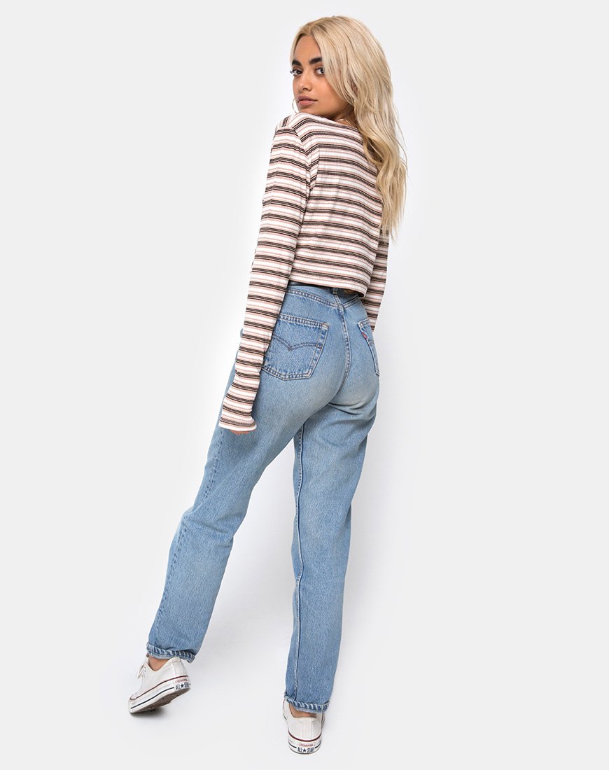 Image de Lesea Crop Top in Rib Stripe Cream Black and Tan