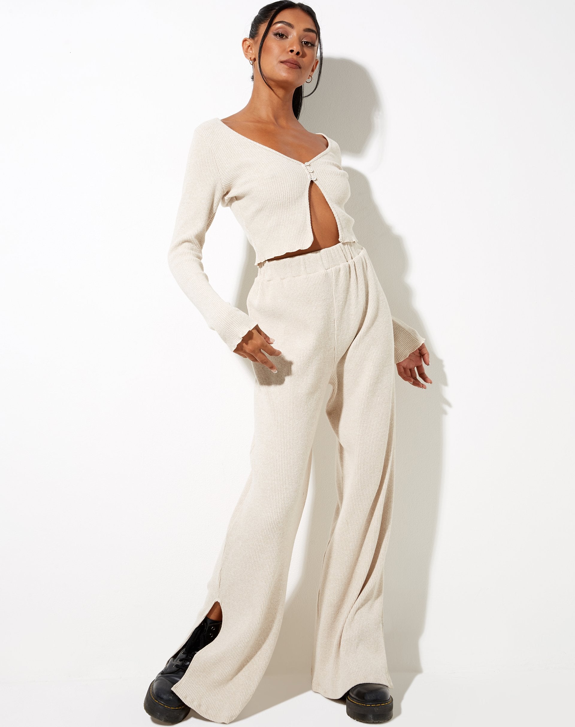 Image de Lesia Top in Rib Oatmeal