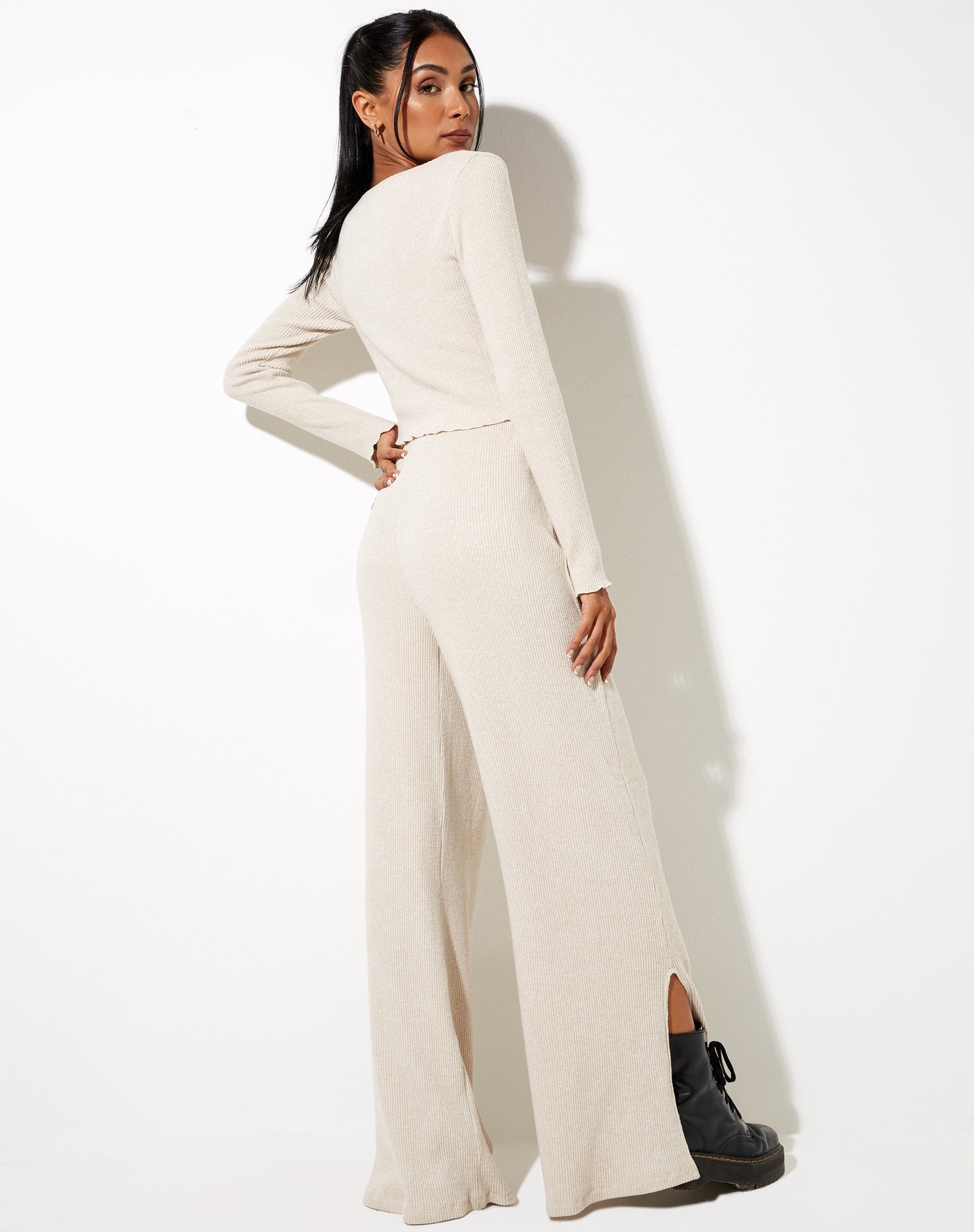 Image de Lesia Top in Rib Oatmeal