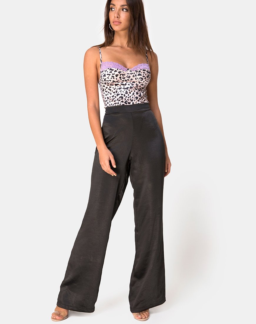 Image de Letta Bodice en satin animal avec dentelle lilas