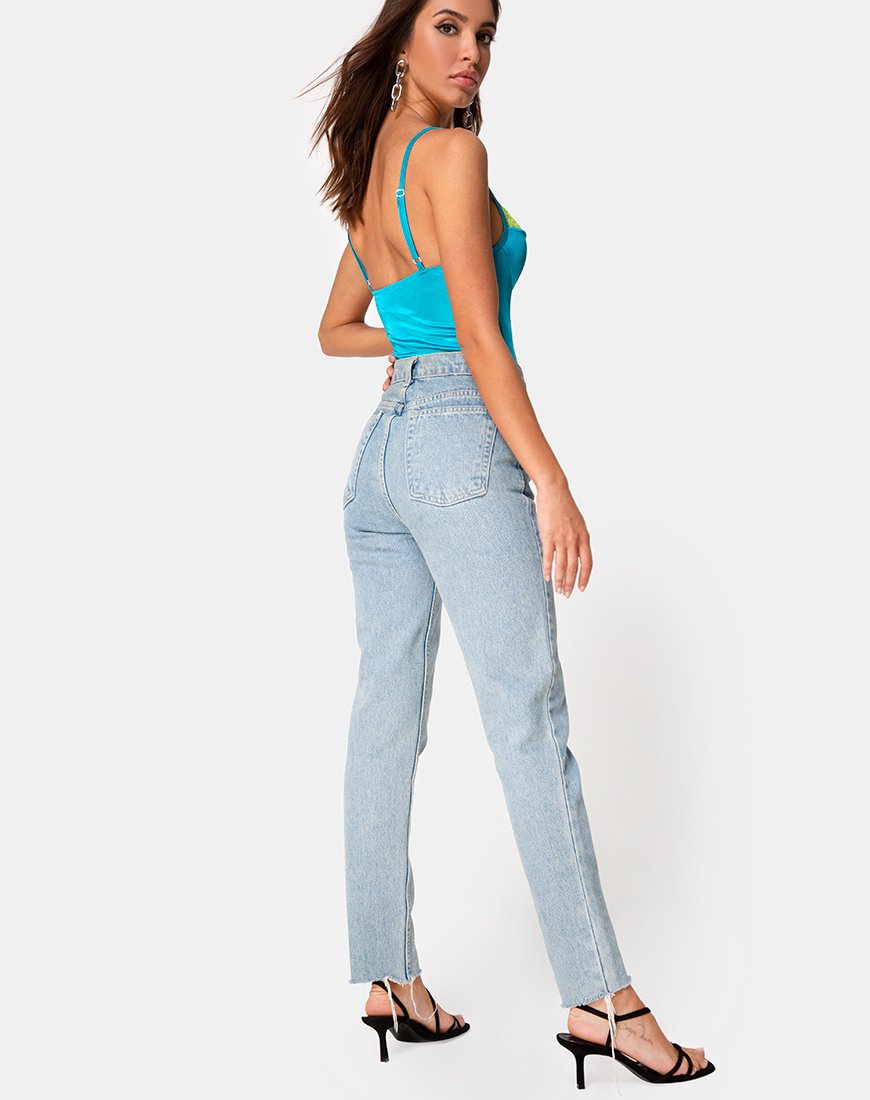 Image de Letta Bodice in Aqua with Lime Lace