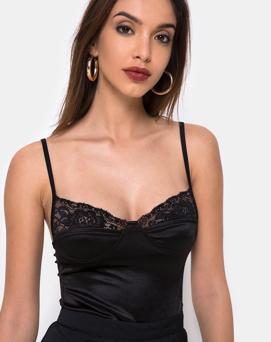 Image de Letta Bodice in Black with Lace Trim