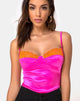 Image de Letta Bodice in Pink with Orange Lace