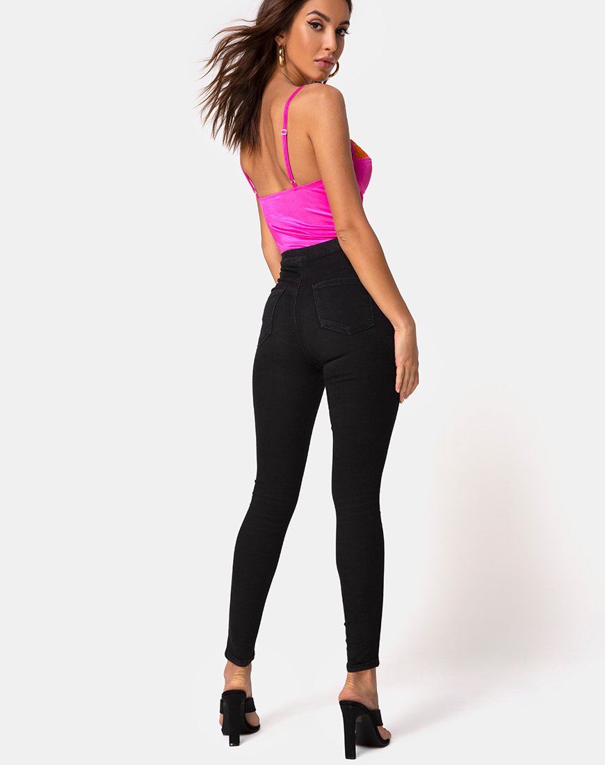 Image de Letta Bodice in Pink with Orange Lace