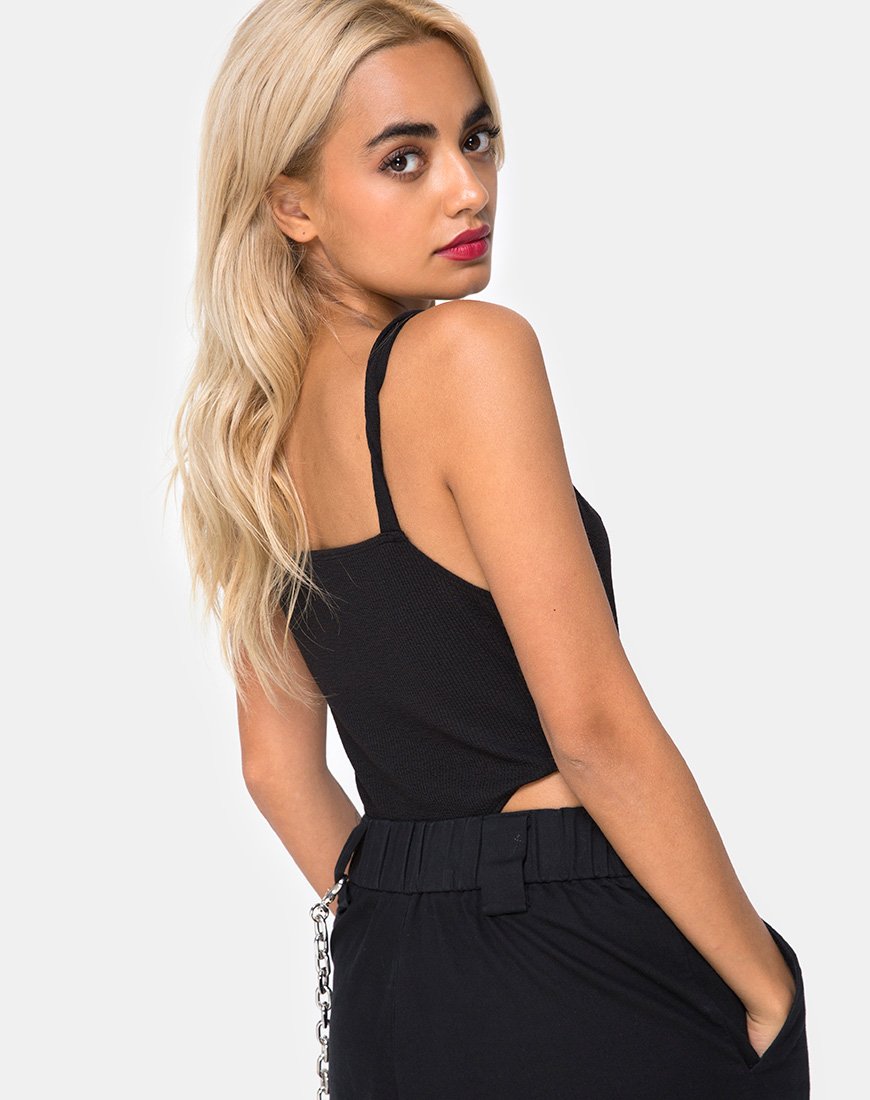 Lidom Bodice en noir avec crochet argenté
