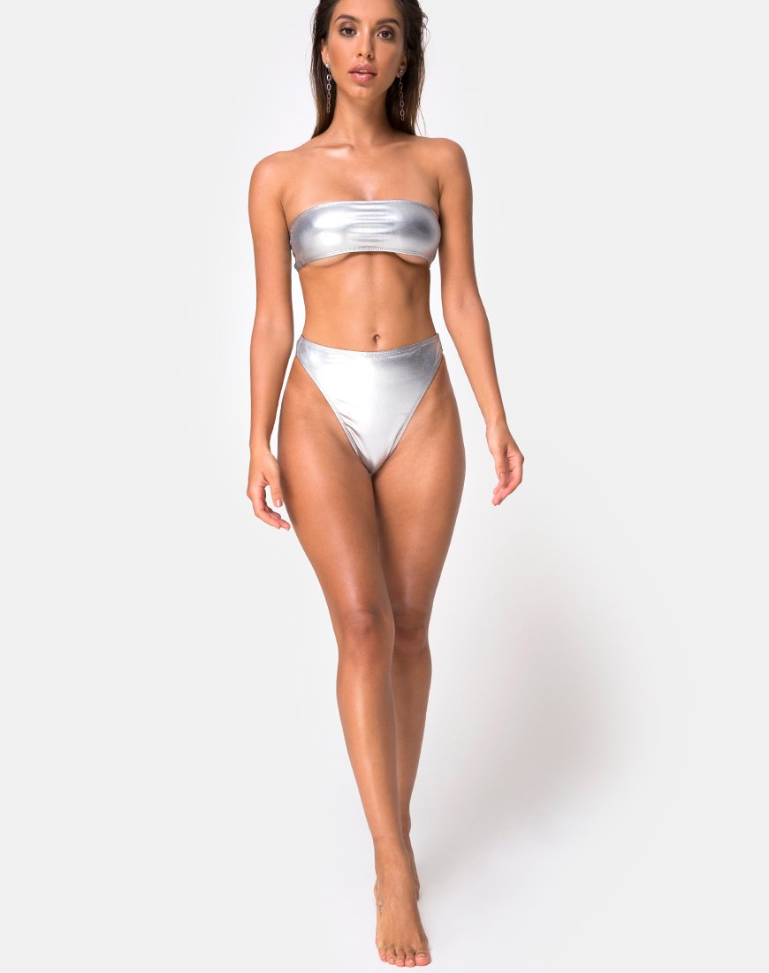 Image de Lien Bikini Top in Metallic Silver