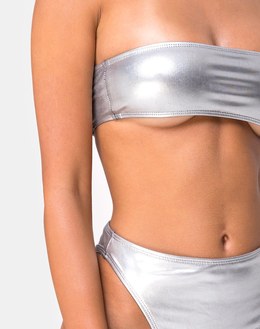 Image de Lien Bikini Top in Metallic Silver