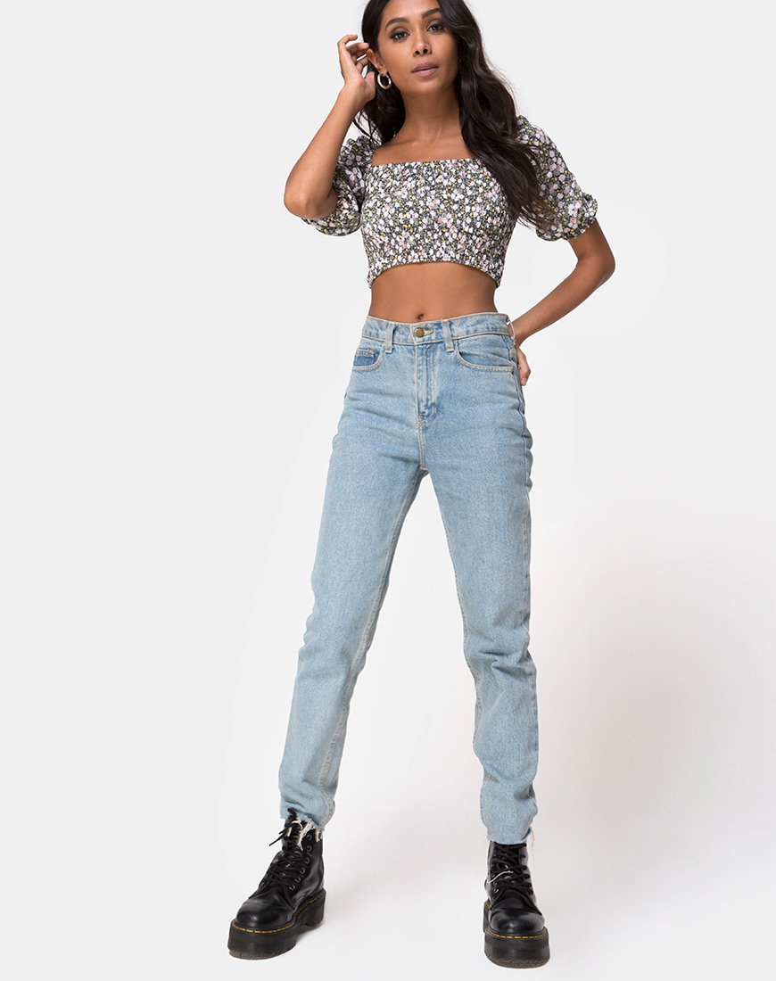 Image de Lilian Crop Top in Floral Field Olive