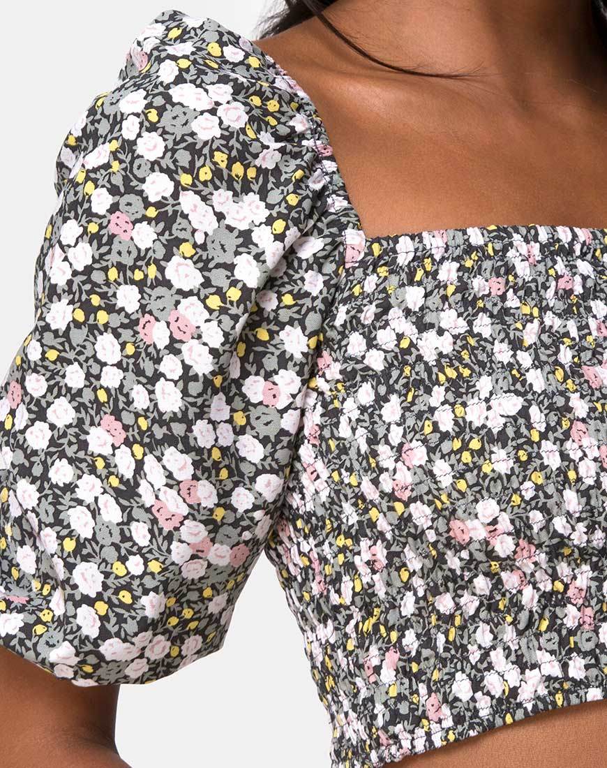 Image de Lilian Crop Top in Floral Field Olive