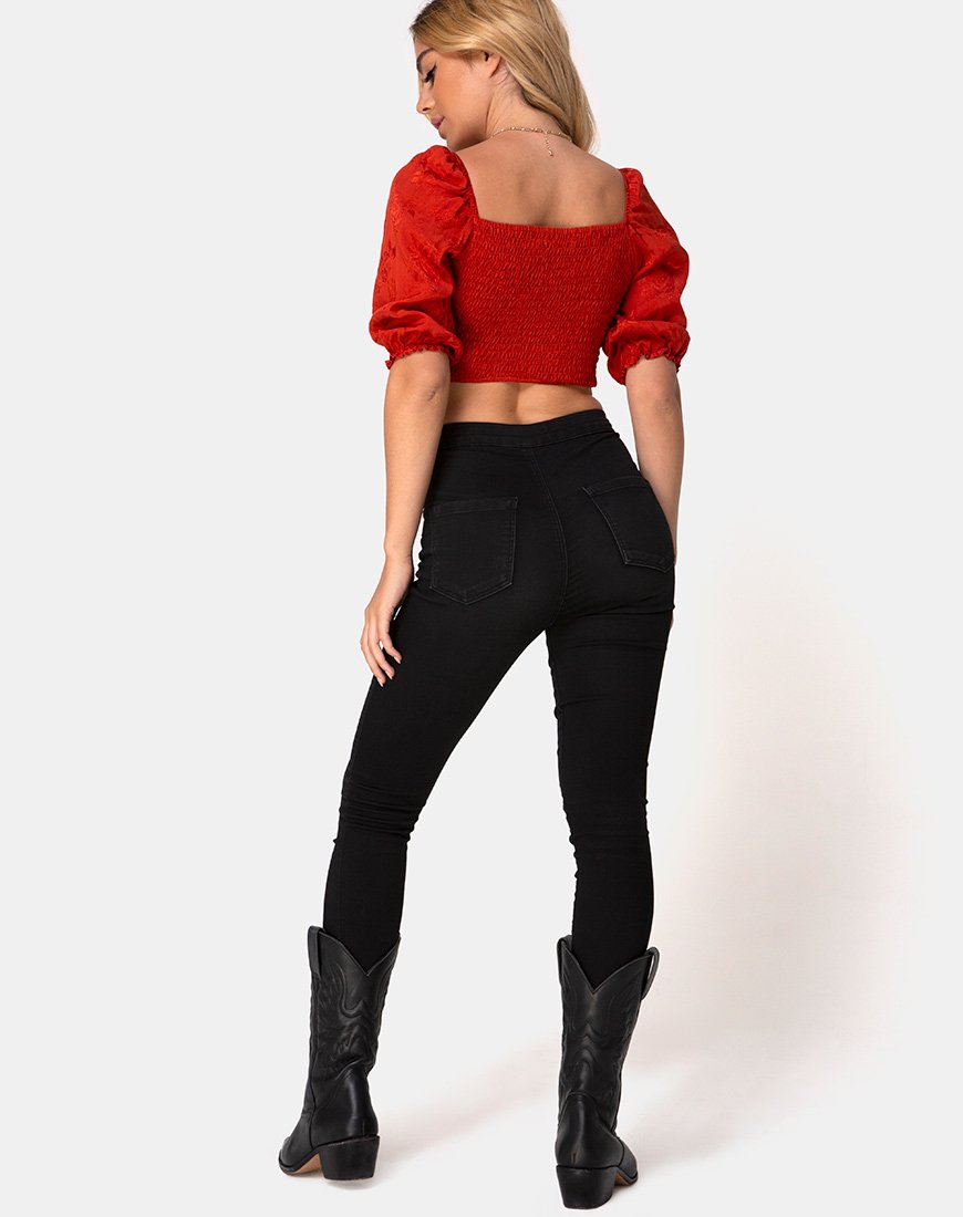 Image de Lilian Crop Top in Satin Rose Rust