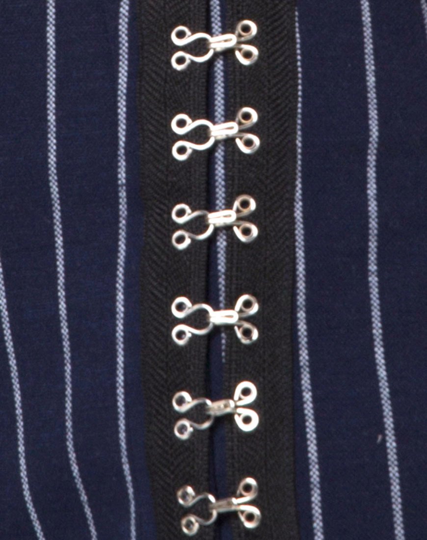 Image of Lilu A Line Skirt in Navy Pinstripe