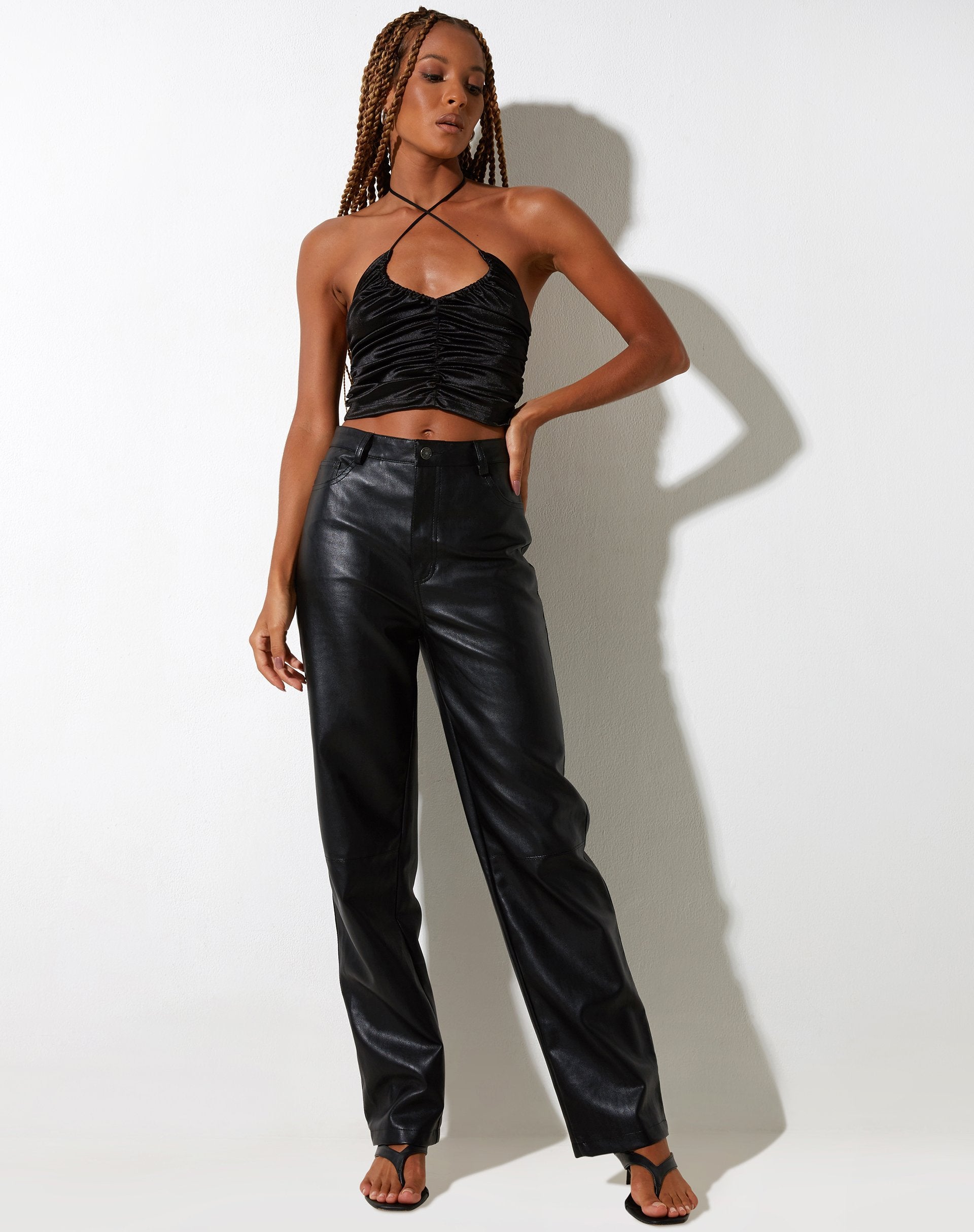 image de Lily Crop Top in Satin Black