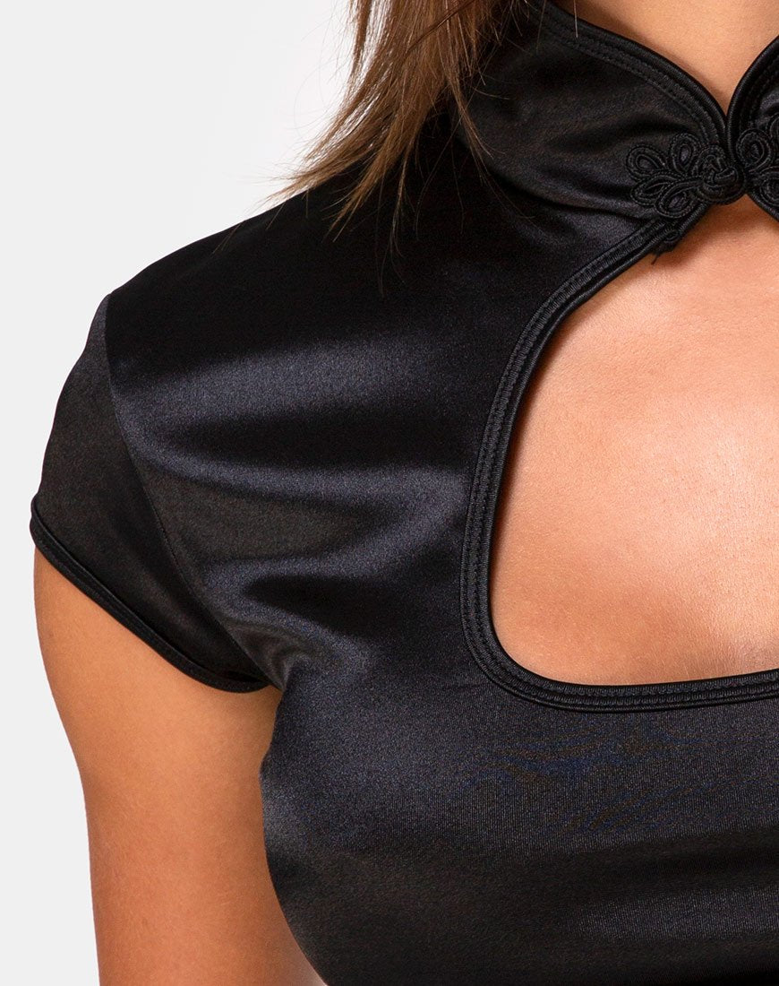 Image de Lina Crop Top in Satin Black