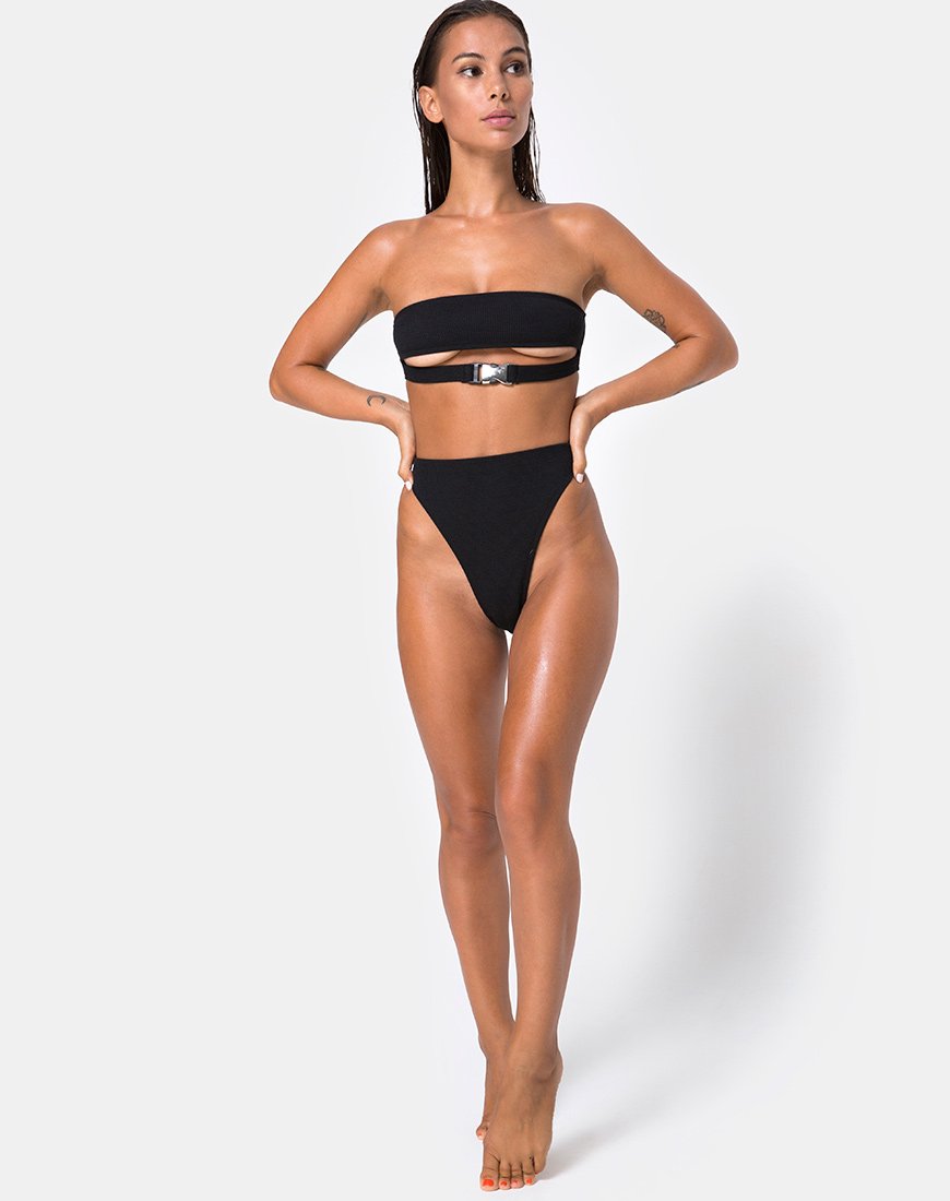 Image de Lin Lin Bikini Top in Black with Silver Derlin