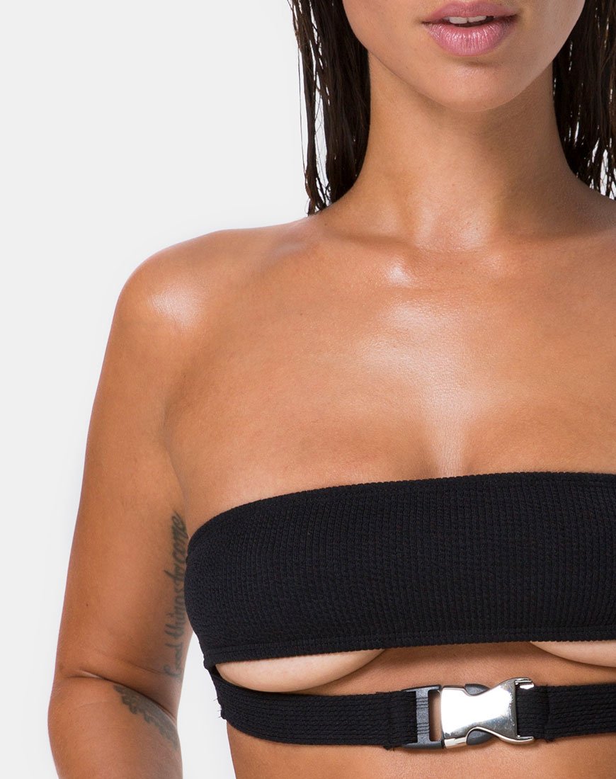 Image de Lin Lin Bikini Top in Black with Silver Derlin