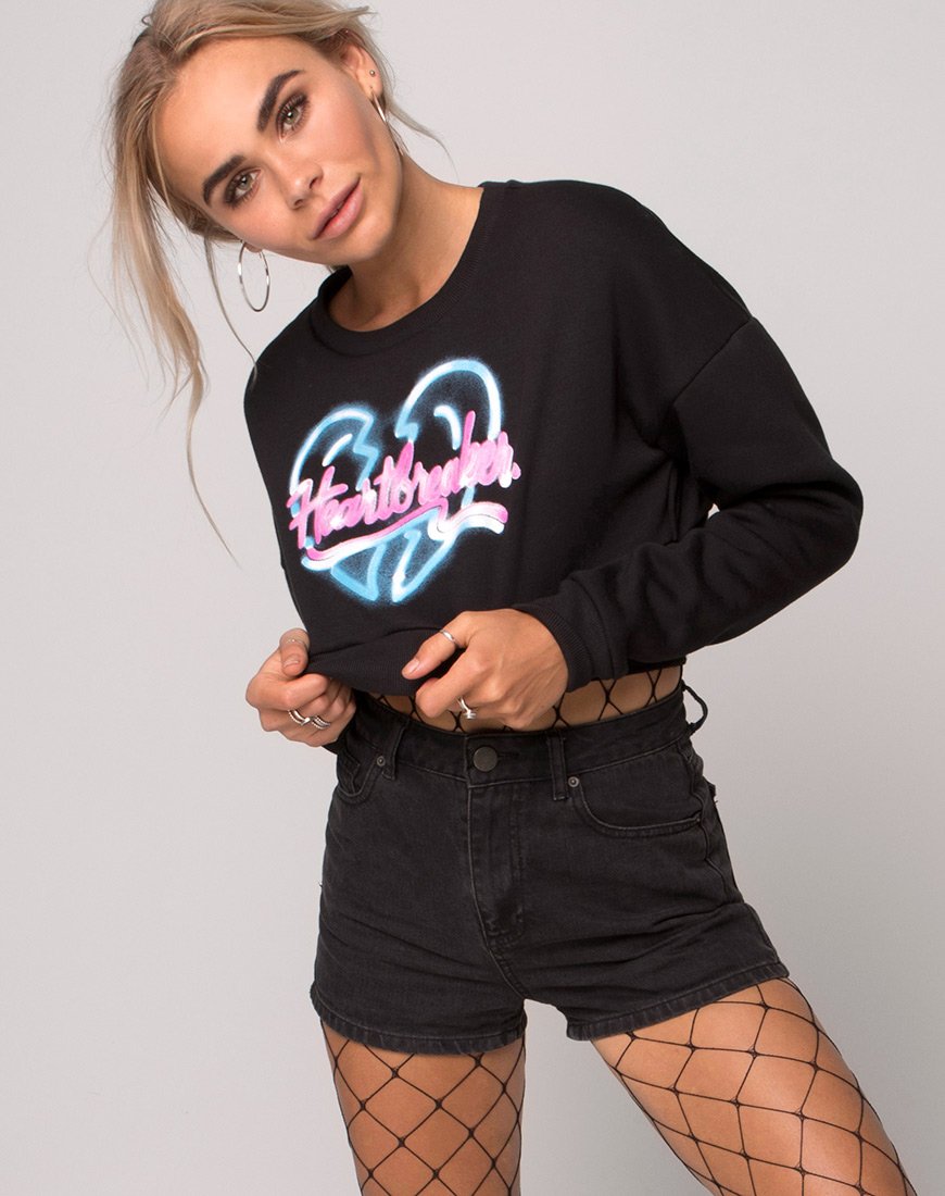 Sweatshirt Liona en noir Heart Breaker