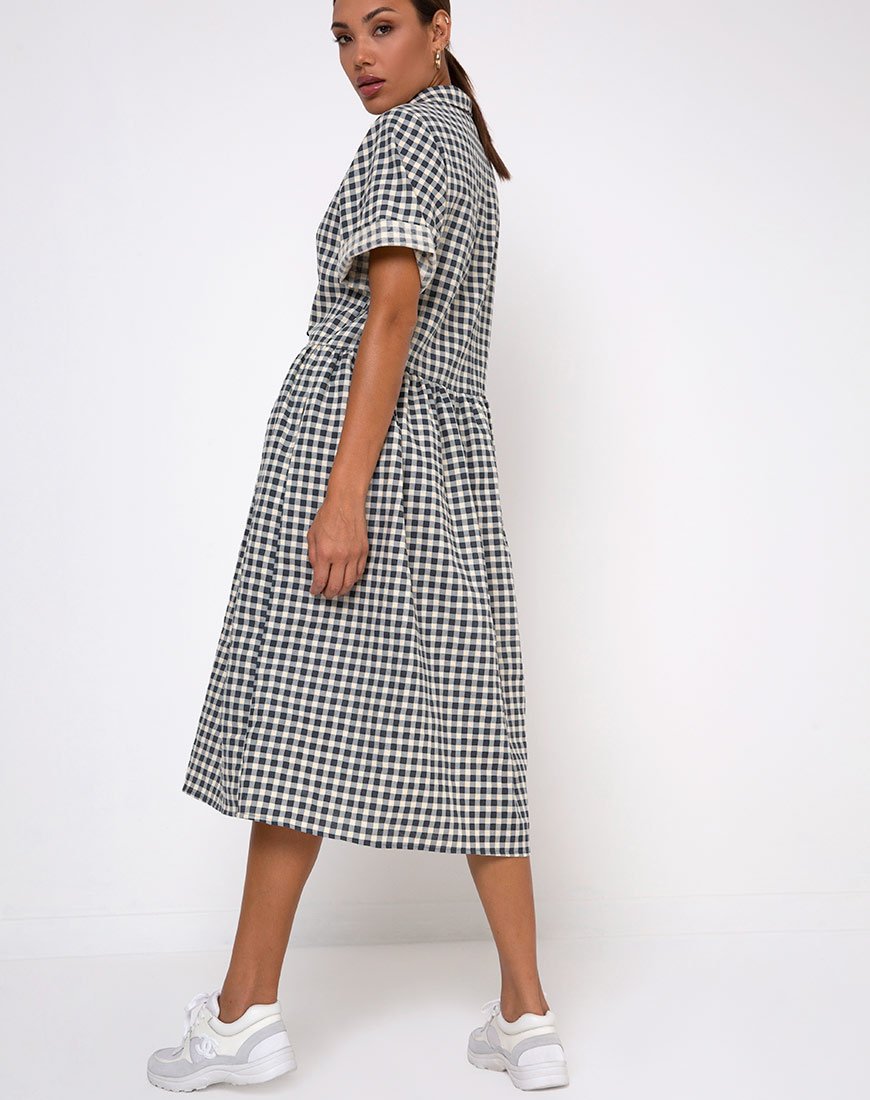 Image de Lista Robe chemise en vichy crème