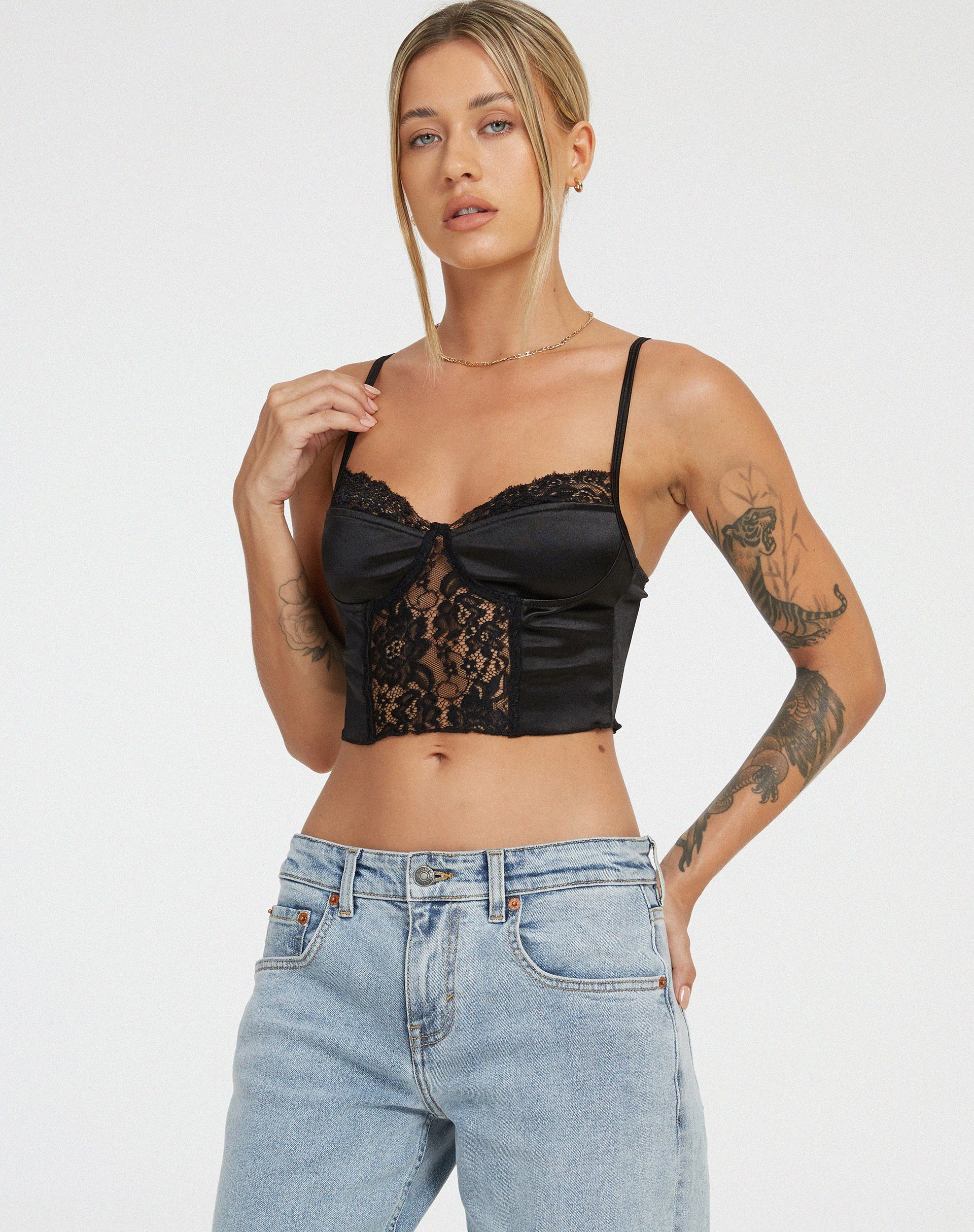 Image de Litasa Corset Top in Satin Black
