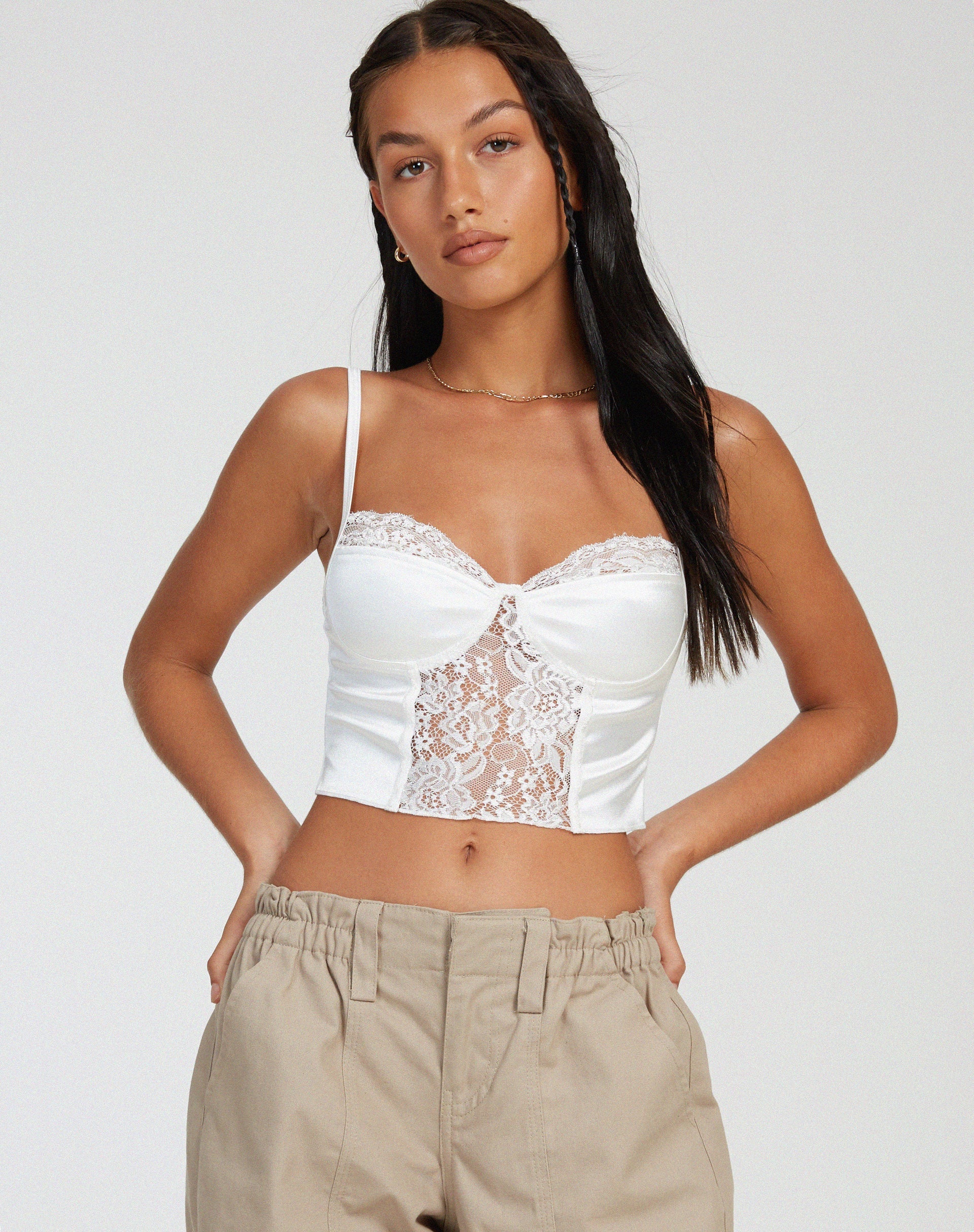 image de Litasa Corset Top in Satin Ivory