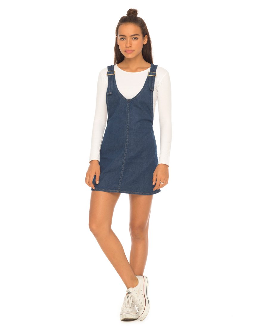Image of Litton Pinafore Dress in Denim Indigo