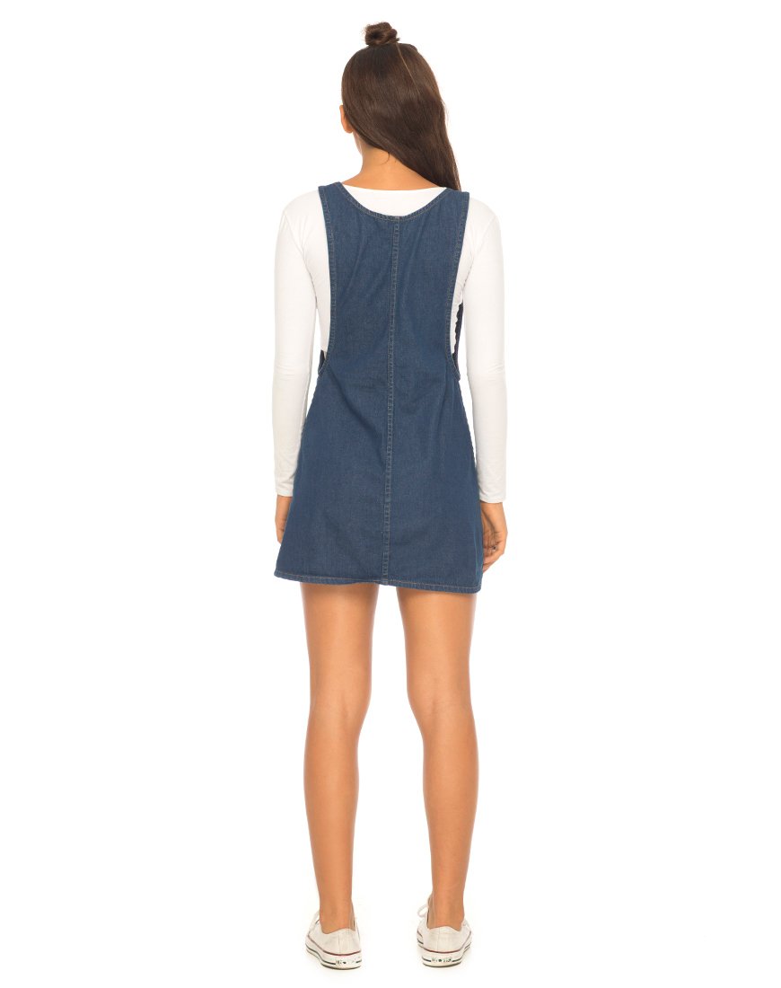 Image of Litton Pinafore Dress in Denim Indigo