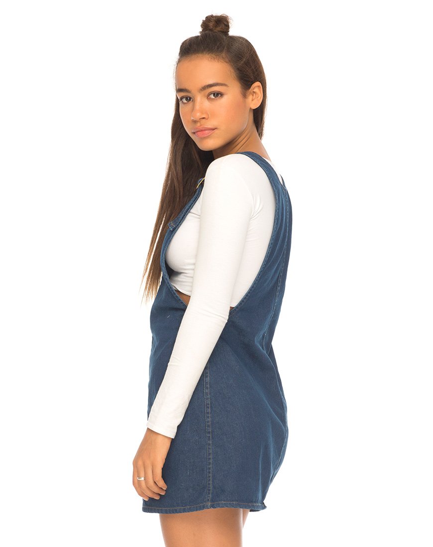 Image of Litton Pinafore Dress in Denim Indigo