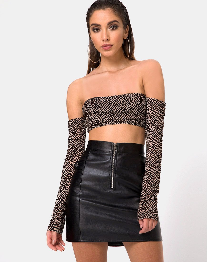 Jupe Lo en cuir végétal noir