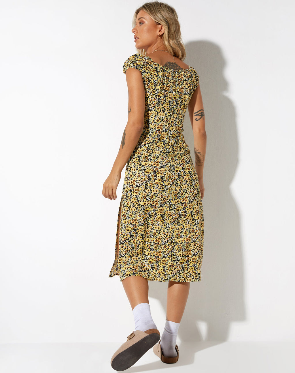 Robe midi Lona, Spring Ditsy Yellow