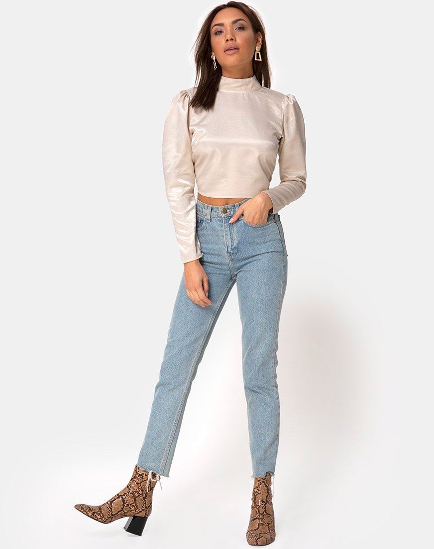 Image de Lona Longsleeve Top in Satin Cream