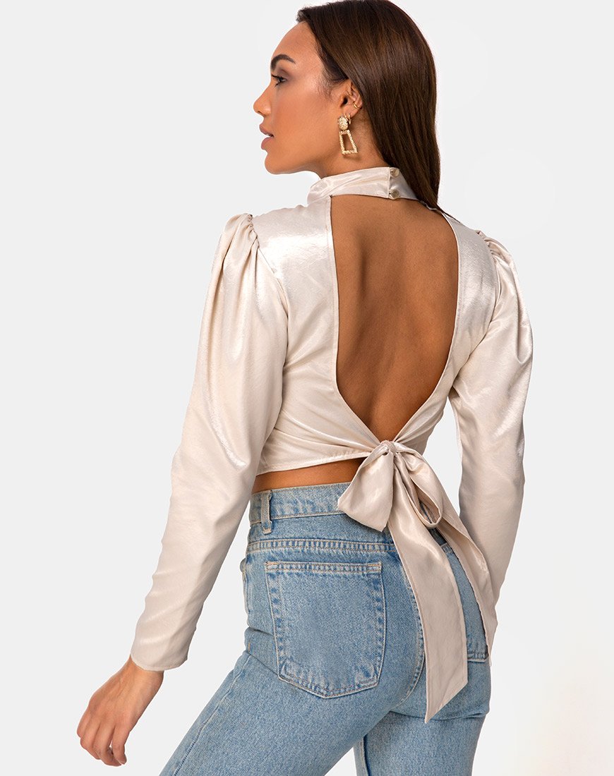 Image de Lona Longsleeve Top in Satin Cream