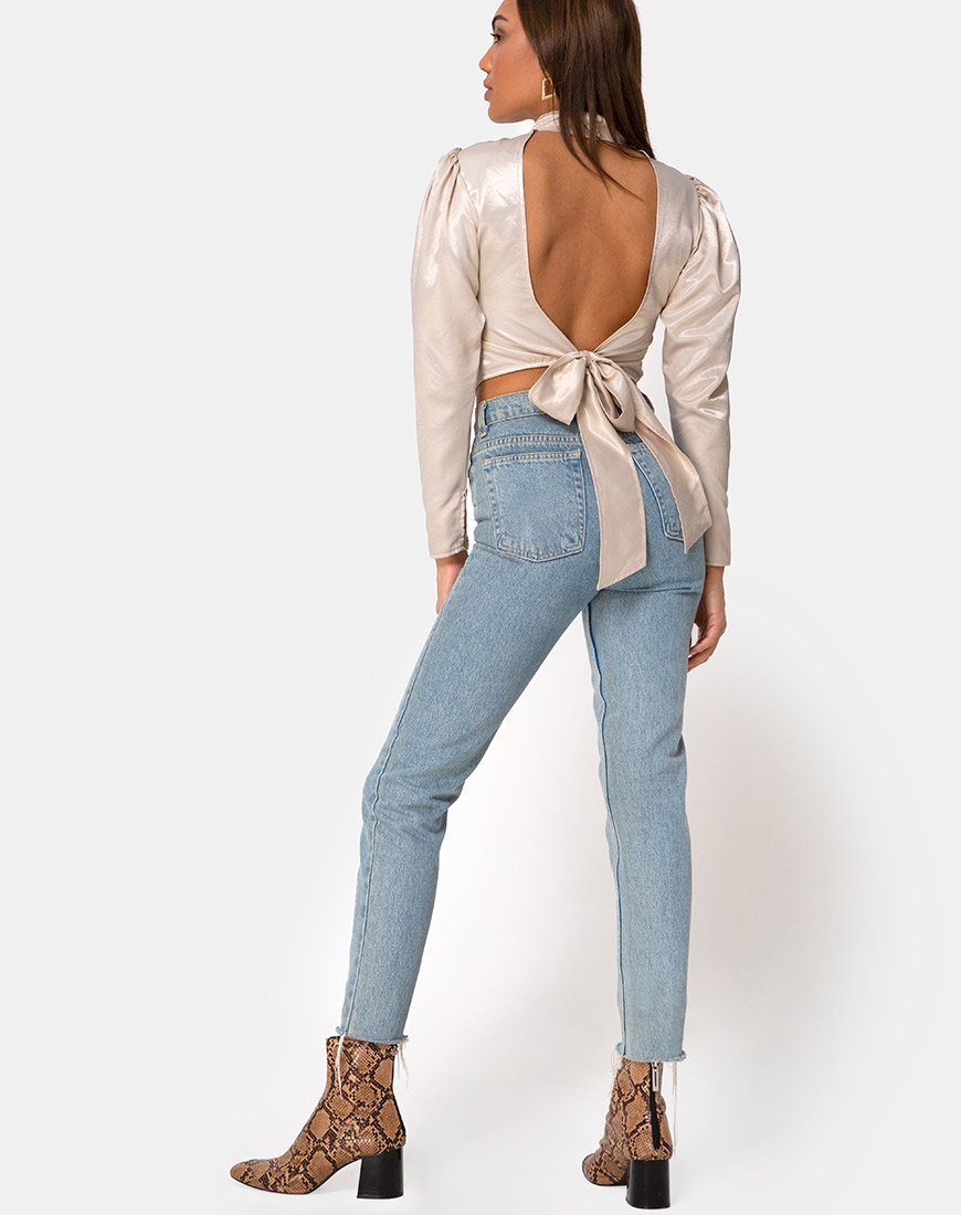 Image de Lona Longsleeve Top in Satin Cream